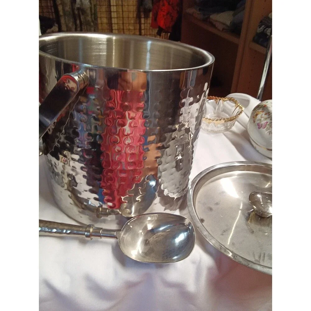 Hammered Stainless Steel Ice Bucket with Lid - 25% Off 5+ Items